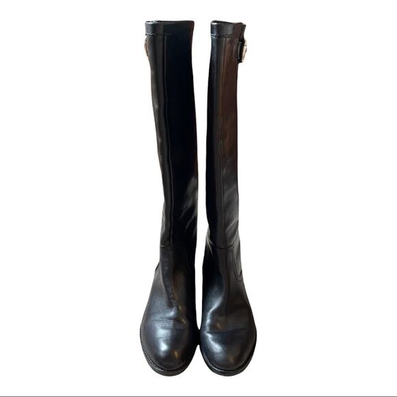 Lauren Ralph Lauren Black Leather Pull On Boots - Picture 3 of 9